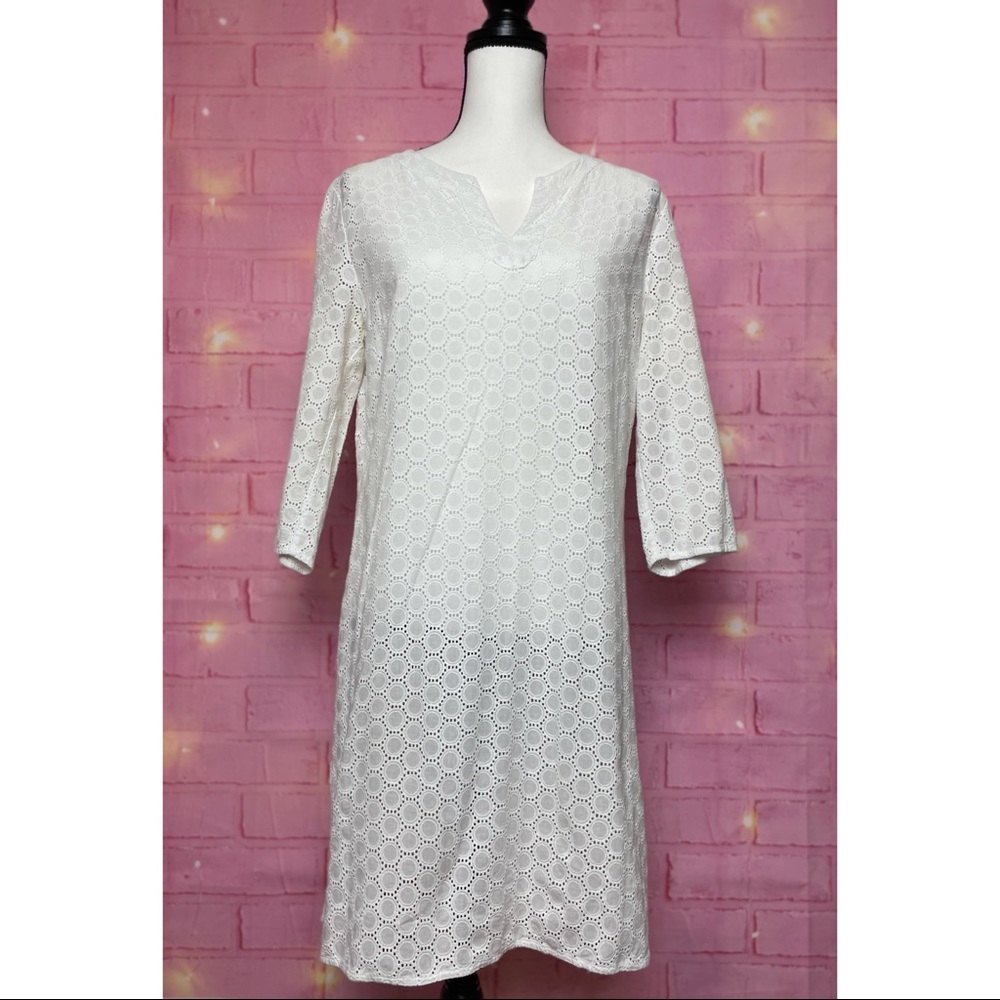 Talbots Dress color White Cover Up with Slit Sides
